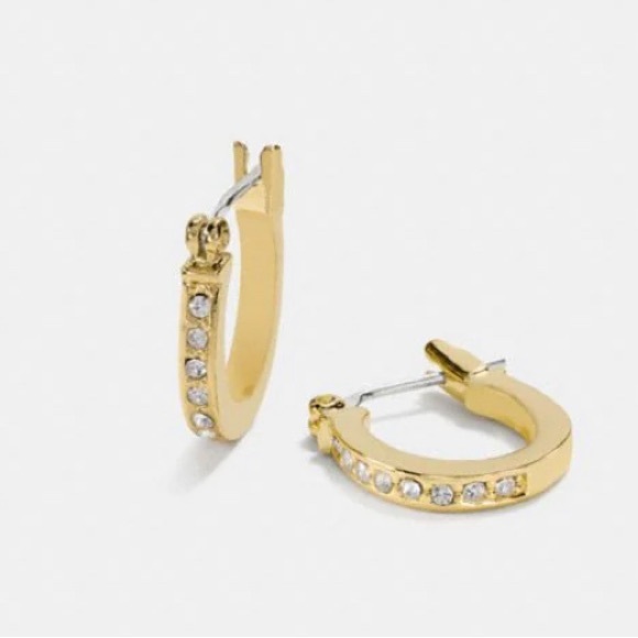 NWT‼️ coach PAVE SIGNATURE HUGGIE EARRINGS F54497 - Picture 5 of 6